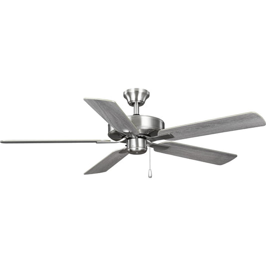 PROGRESS LIGHTING P250080-009 Brushed Nickel AirPro 52 in. Brushed Nickel 5-Blade AC Motor Transitional Ceiling Fan