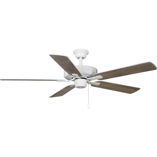 PROGRESS LIGHTING P250084-030 White AirPro 52 in. White 5-Blade ENERGY STAR Rated AC Motor Transitional Ceiling Fan