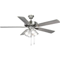 PROGRESS LIGHTING P250085-009-WB Brushed Nickel AirPro 52 in. Brushed Nickel 5-Blade AC Motor Transitional Ceiling Fan with Light