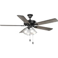 PROGRESS LIGHTING P250085-31M-WB Matte Black AirPro 52 in. Matte Black 5-Blade AC Motor Transitional Ceiling Fan with Light