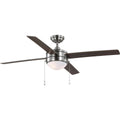 PROGRESS LIGHTING P250089-009-WB Brushed Nickel McLennan II Collection 52 in. Four-Blade Brushed Nickel Transitional Ceiling Fan with LED Light Kit