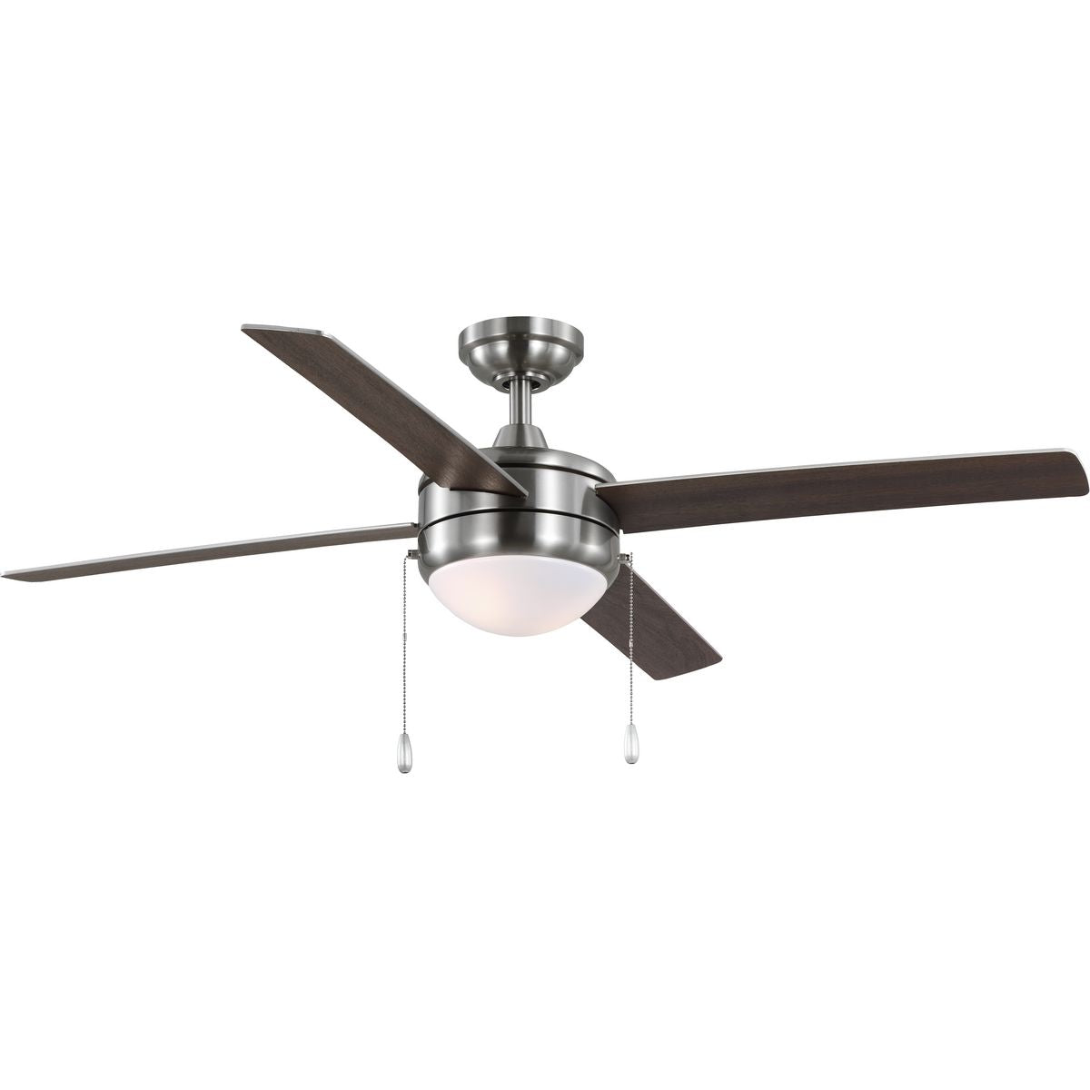 PROGRESS LIGHTING P250089-009-WB Brushed Nickel McLennan II Collection 52 in. Four-Blade Brushed Nickel Transitional Ceiling Fan with LED Light Kit