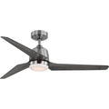 PROGRESS LIGHTING P250094-009-30 Brushed Nickel Upshur Collection 52 in. Brushed Nickel Transitional Ceiling Fan with LED Light Kit