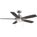 PROGRESS LIGHTING P250095-009-WB Brushed Nickel Freestone Collection 52 in. Five-Blade Brushed Nickel Transitional Ceiling Fan with LED lamped Light Kit