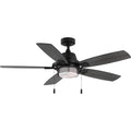 PROGRESS LIGHTING P250095-31M-WB Matte Black Freestone Collection 52 in. Five-Blade Matte Black Transitional Ceiling Fan with LED Lamped Light Kit