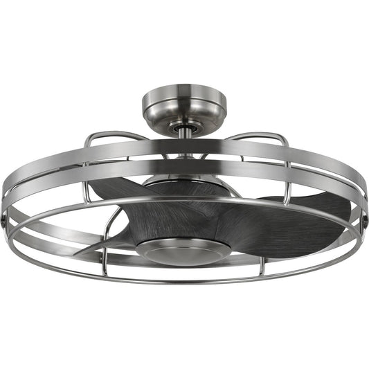 PROGRESS LIGHTING P250096-009 Brushed Nickel Bastrop Collection 26 in. Three-Blade Brushed Nickel Transitional Ceiling Fan with 3 Speed Remote Control