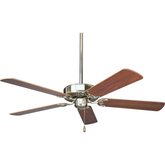 PROGRESS LIGHTING P2501-09 Brushed Nickel AirPro Collection Builder 52" 5-Blade Ceiling Fan