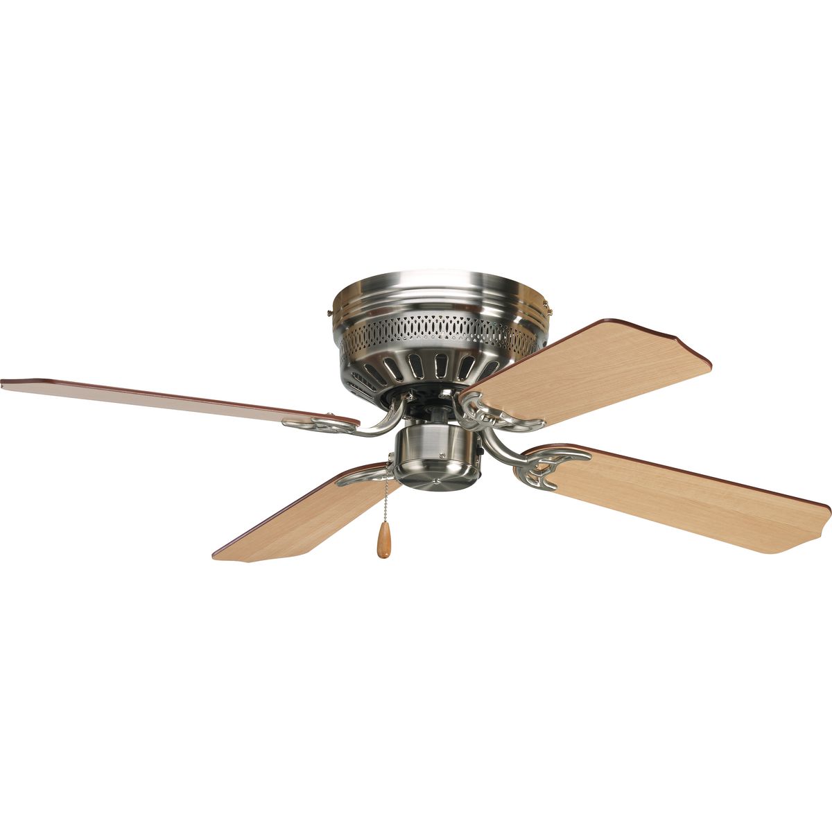 PROGRESS LIGHTING P2524-09 Brushed Nickel AirPro Collection 42" Four-Blade Hugger Ceiling Fan