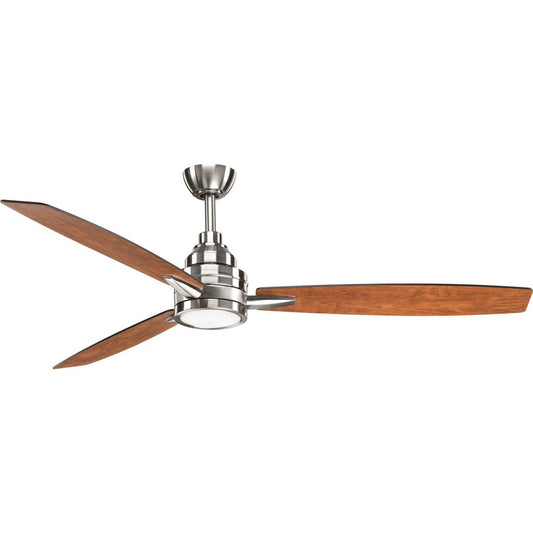 PROGRESS LIGHTING P2554-0930K Brushed Nickel Gaze Collection 60" LED Three-Blade Ceiling Fan