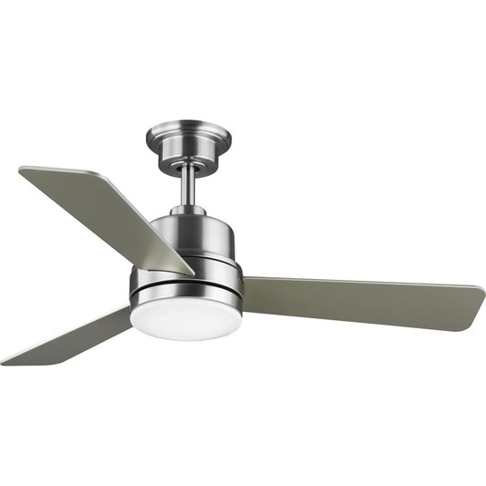 PROGRESS LIGHTING P2555-0930K Brushed Nickel Trevina II Collection 44" Three-Blade Brushed Nickel Ceiling Fan