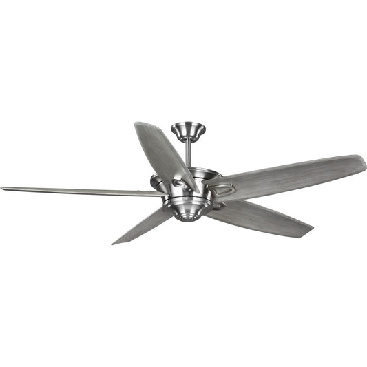 PROGRESS LIGHTING P2560-09WW Weathered Wood Caleb Collection 68-Inch 5-Blade Brushed Nickel AC Motor Transitional Ceiling Fan