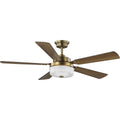 PROGRESS LIGHTING P2578-16330K Vintage Brass Tempt Collection 52" Five Blade Ceiling Fan