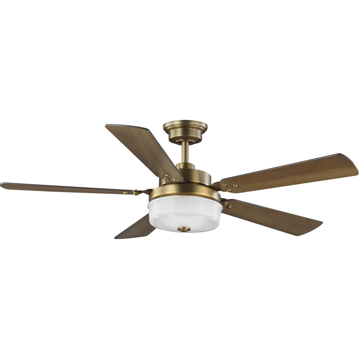 PROGRESS LIGHTING P2578-16330K Vintage Brass Tempt Collection 52" Five Blade Ceiling Fan