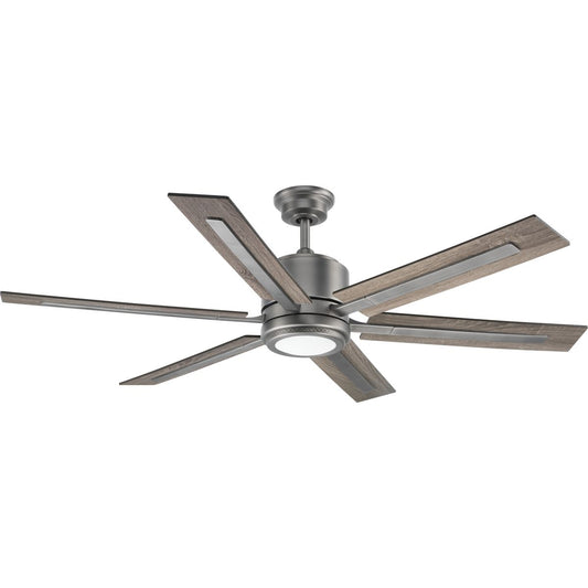 PROGRESS LIGHTING P2586-8130K Antique Nickel Glandon Collection 60" Six Blade Ceiling Fan