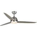 PROGRESS LIGHTING P2592-0930K Brushed Nickel Oriole Collection 60" Three-Blade Ceiling Fan with LED Light