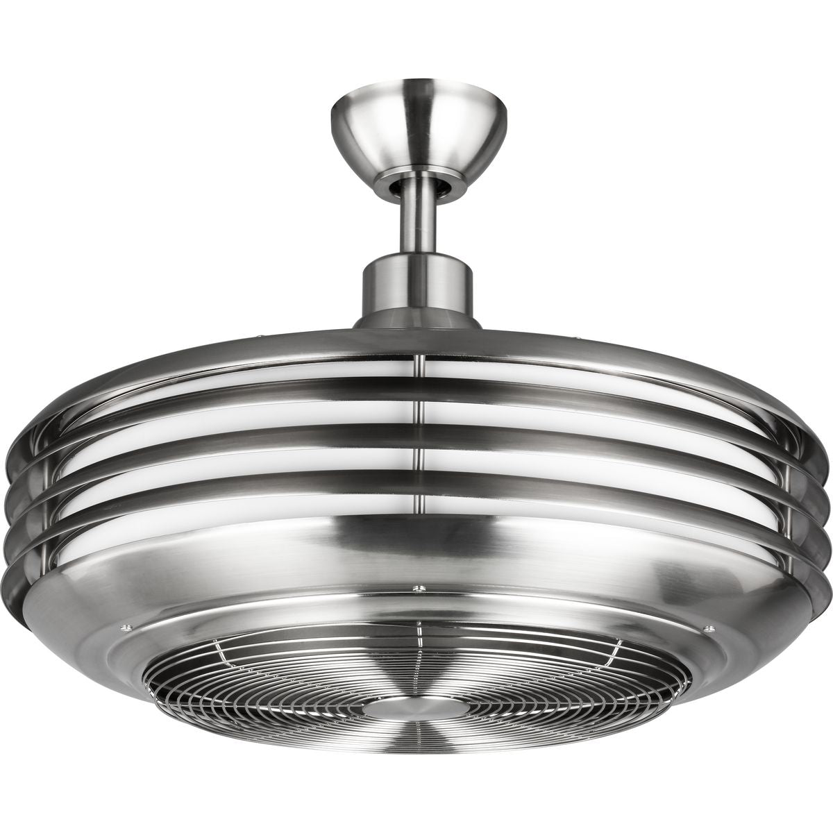 PROGRESS LIGHTING P2594-0930K Brushed Nickel Sanford 24" Enclosed Indoor/Outdoor Ceiling Fan with LED Light