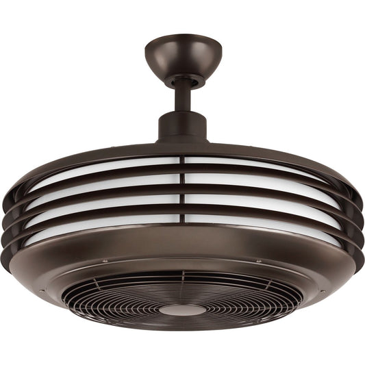 PROGRESS LIGHTING P2594-12930K Architectural Bronze Sanford 24" Enclosed Indoor/Outdoor Ceiling Fan with LED Light