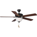 PROGRESS LIGHTING P2599-129 Architectural Bronze AirPro Collection 52" Five-Blade Ceiling fan with White Etched Light Kit