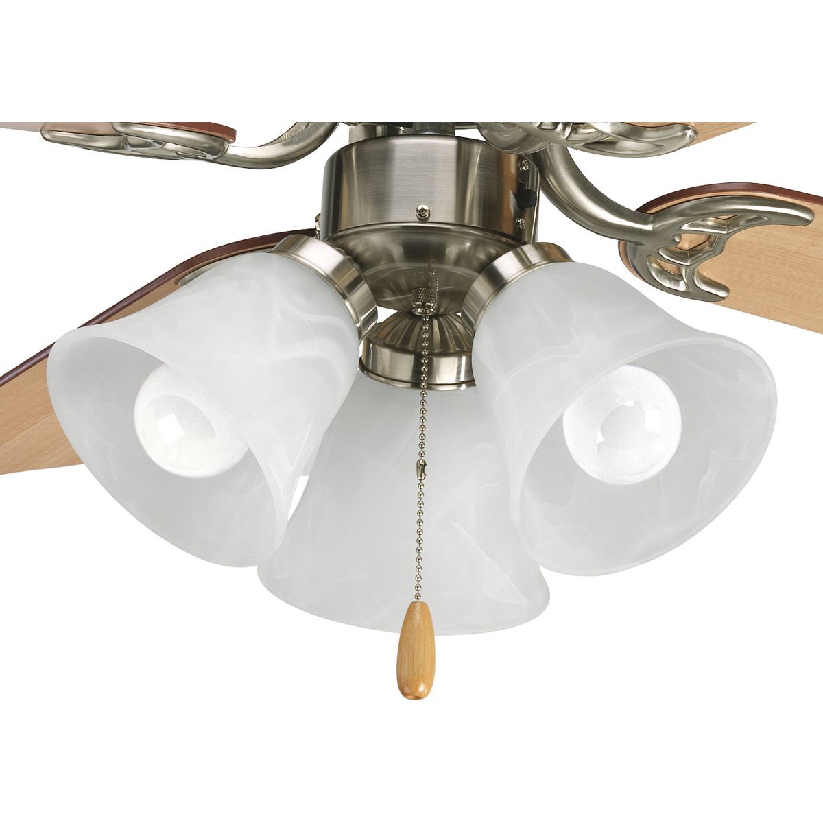 PROGRESS LIGHTING P2600-09WB Brushed Nickel AirPro Collection Three-Light Ceiling Fan Light