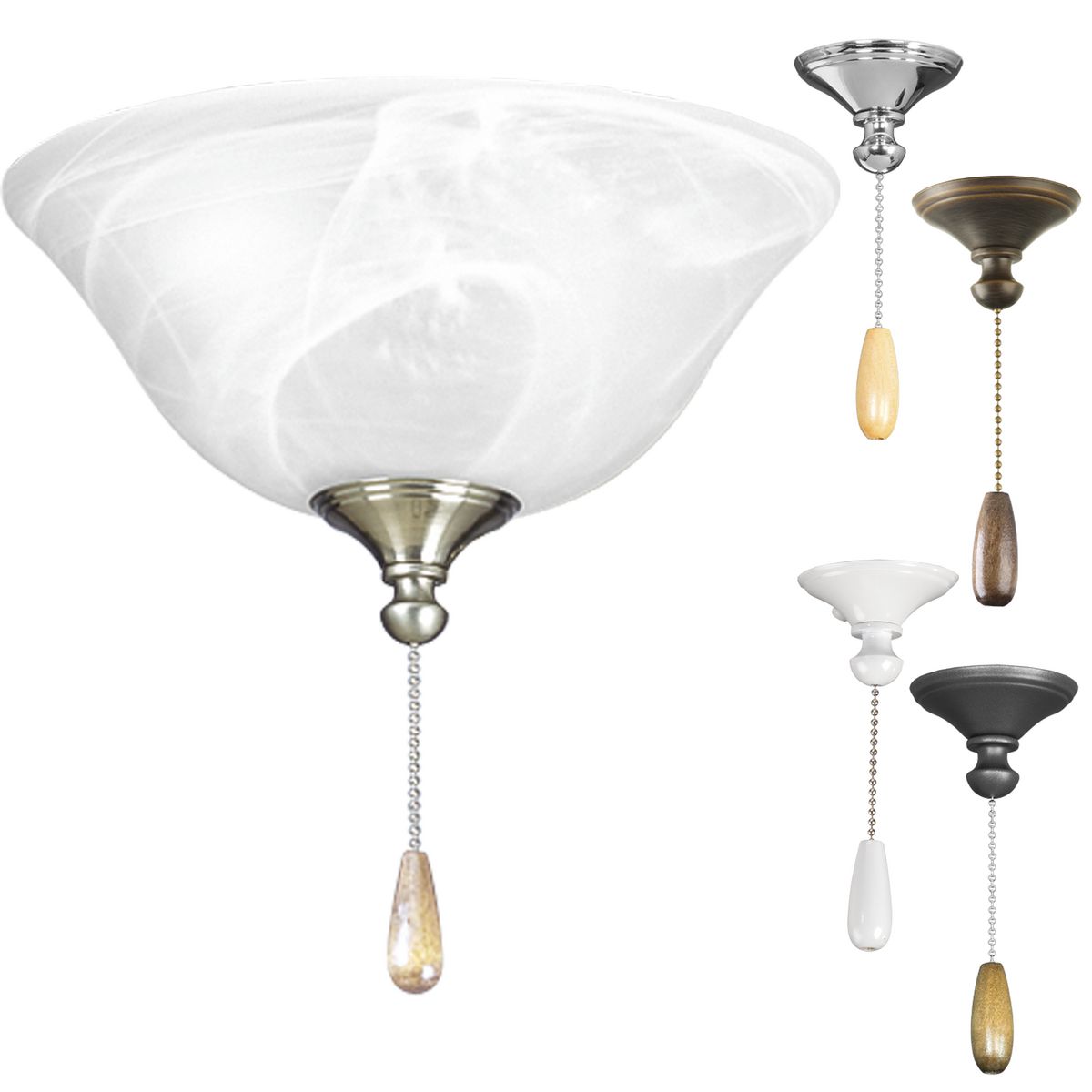 PROGRESS LIGHTING P2612-01WB Unfinished AirPro Collection Two-Light Ceiling Fan Light