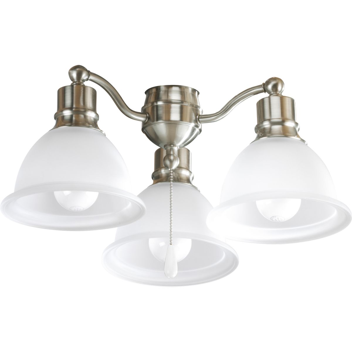 PROGRESS LIGHTING P2623-09WB Brushed Nickel Madison Collection Three-Light Ceiling Fan Light