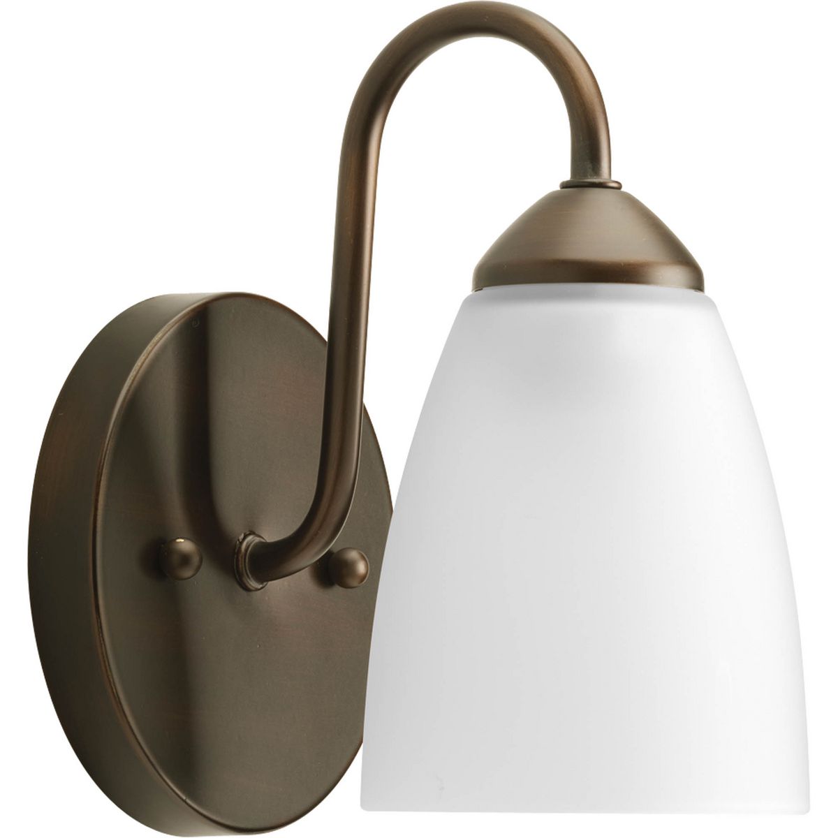 PROGRESS LIGHTING P2706-20 Antique Bronze Gather Collection One-Light Antique Bronze Etched Glass Traditional Bath Vanity Light