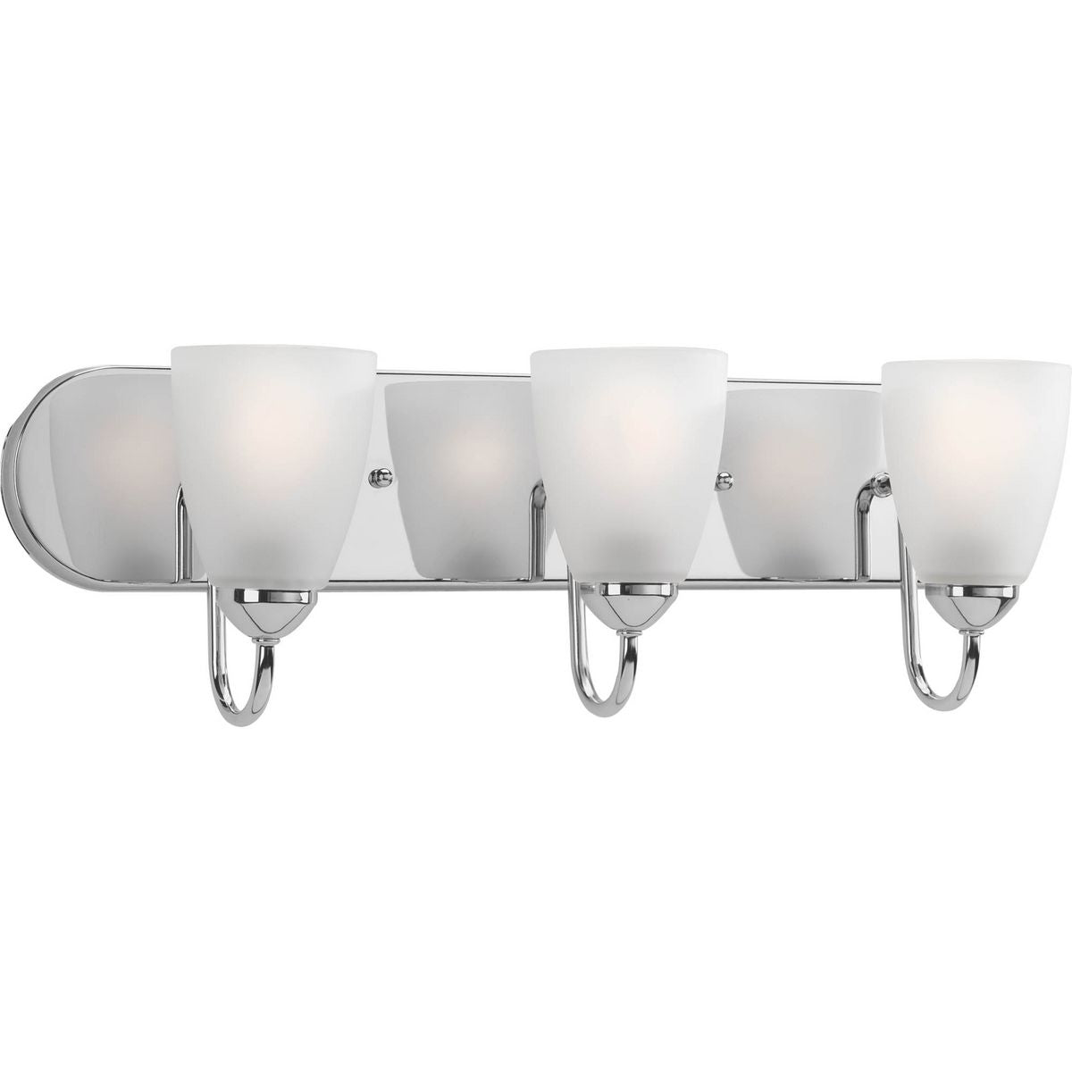 PROGRESS LIGHTING P2708-15 Polished Chrome Gather Collection Three-Light Polished Chrome Etched Glass Traditional Bath Vanity Light