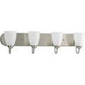 PROGRESS LIGHTING P2709-09 Brushed Nickel Gather Collection Four-Light Brushed Nickel Etched Glass Traditional Bath Vanity Light