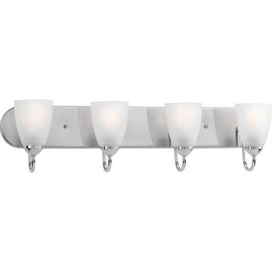 PROGRESS LIGHTING P2709-15 Polished Chrome Gather Collection Four-Light Polished Chrome Etched Glass Traditional Bath Vanity Light