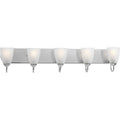 PROGRESS LIGHTING P2713-15 Polished Chrome Gather Collection Five-Light Polished Chrome Etched Glass Traditional Bath Vanity Light