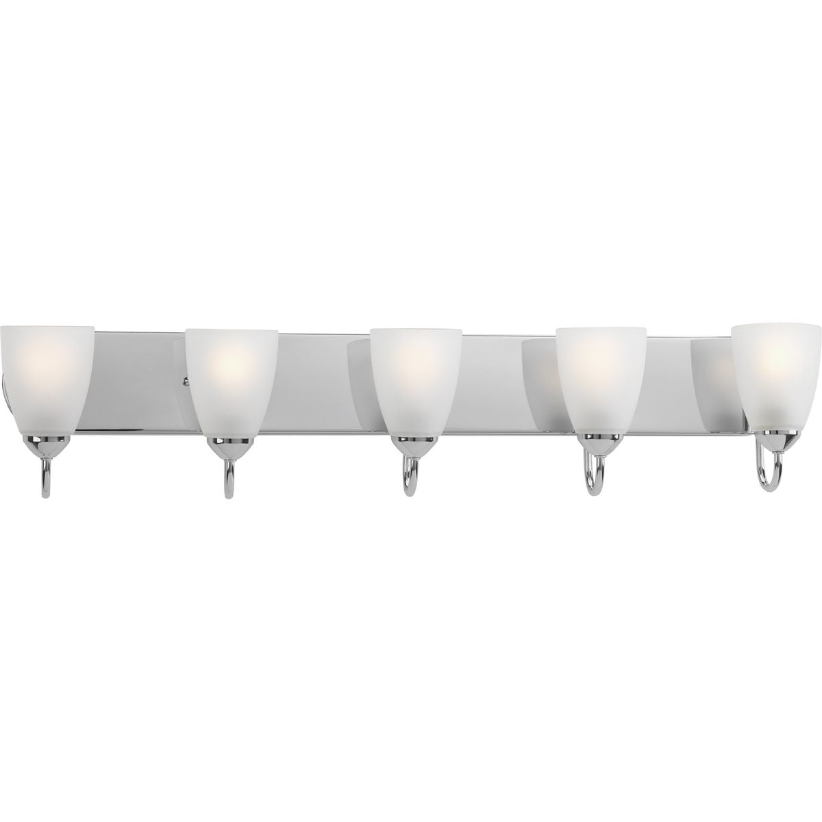 PROGRESS LIGHTING P2713-15 Polished Chrome Gather Collection Five-Light Polished Chrome Etched Glass Traditional Bath Vanity Light