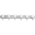 PROGRESS LIGHTING P2714-15 Polished Chrome Gather Collection Six-Light Polished Chrome Etched Glass Traditional Bath Vanity Light