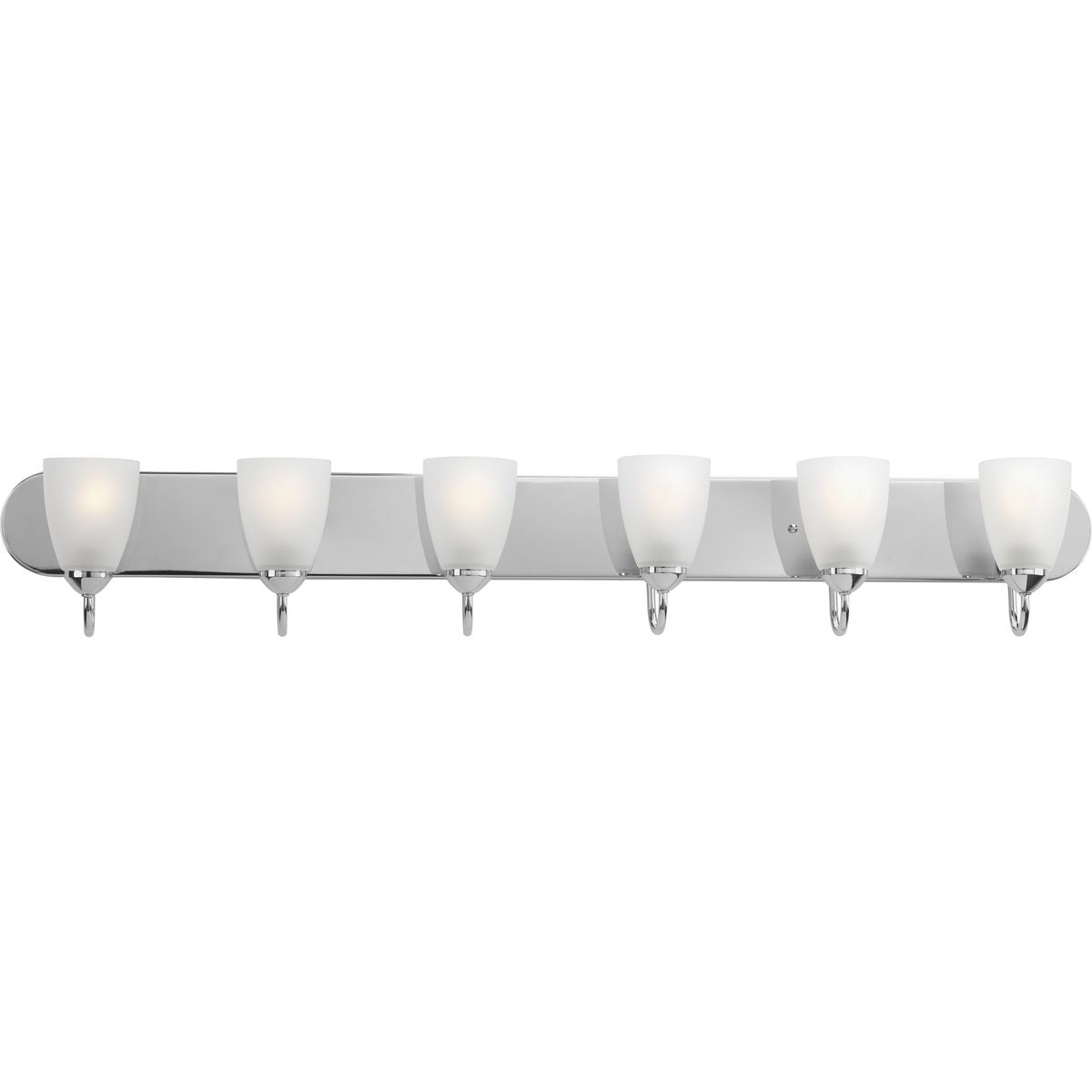 PROGRESS LIGHTING P2714-15 Polished Chrome Gather Collection Six-Light Polished Chrome Etched Glass Traditional Bath Vanity Light