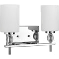 PROGRESS LIGHTING P2775-15 Polished Chrome Status Collection Two-Light Polished Chrome Etched Linen Glass Coastal Bath Vanity Light