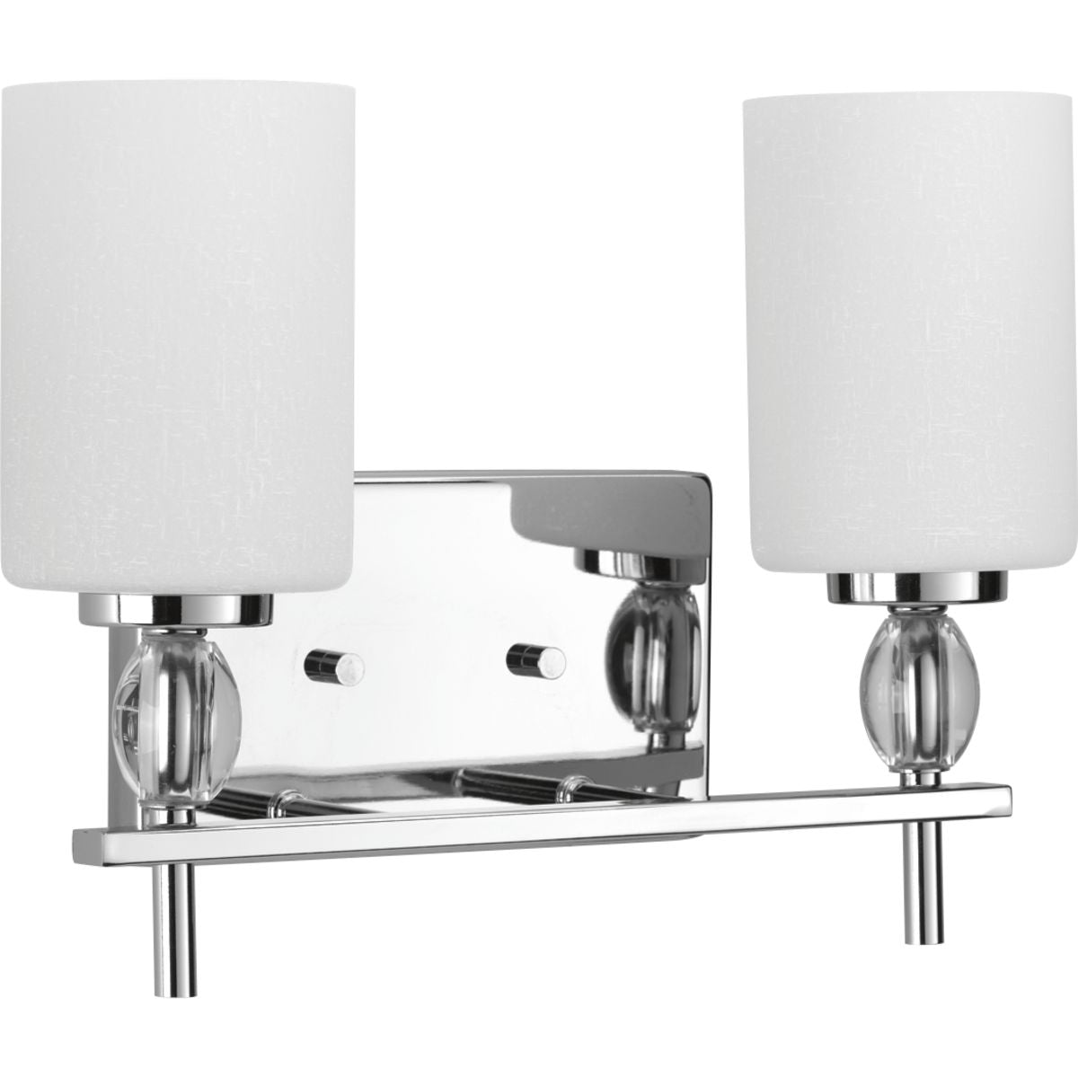 PROGRESS LIGHTING P2775-15 Polished Chrome Status Collection Two-Light Polished Chrome Etched Linen Glass Coastal Bath Vanity Light