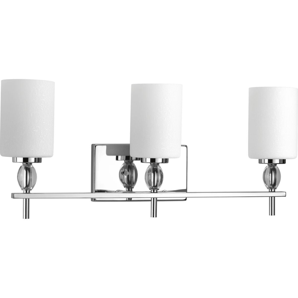 PROGRESS LIGHTING P2776-15 Polished Chrome Status Collection Three-Light Polished Chrome Etched Linen Glass Coastal Bath Vanity Light
