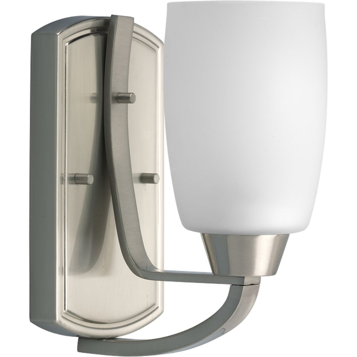 PROGRESS LIGHTING P2794-09 Brushed Nickel Wisten Collection One-Light Brushed Nickel Etched Glass Modern Bath Vanity Light