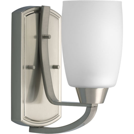 PROGRESS LIGHTING P2794-09 Brushed Nickel Wisten Collection One-Light Brushed Nickel Etched Glass Modern Bath Vanity Light