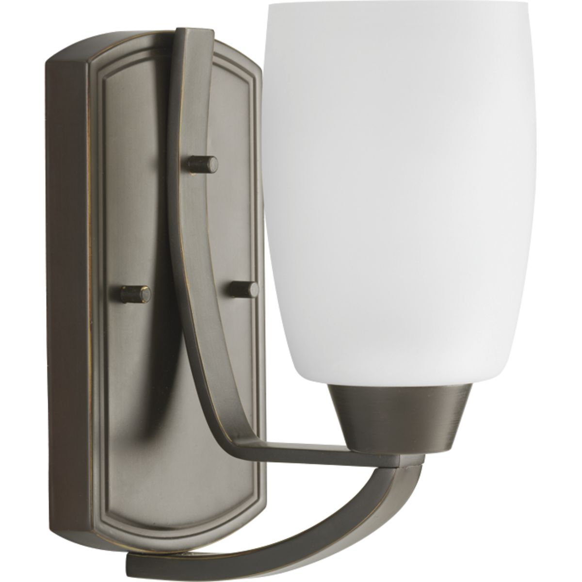 PROGRESS LIGHTING P2794-20 Antique Bronze Wisten Collection One-Light Antique Bronze Etched Glass Modern Bath Vanity Light