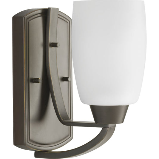 PROGRESS LIGHTING P2794-20 Antique Bronze Wisten Collection One-Light Antique Bronze Etched Glass Modern Bath Vanity Light