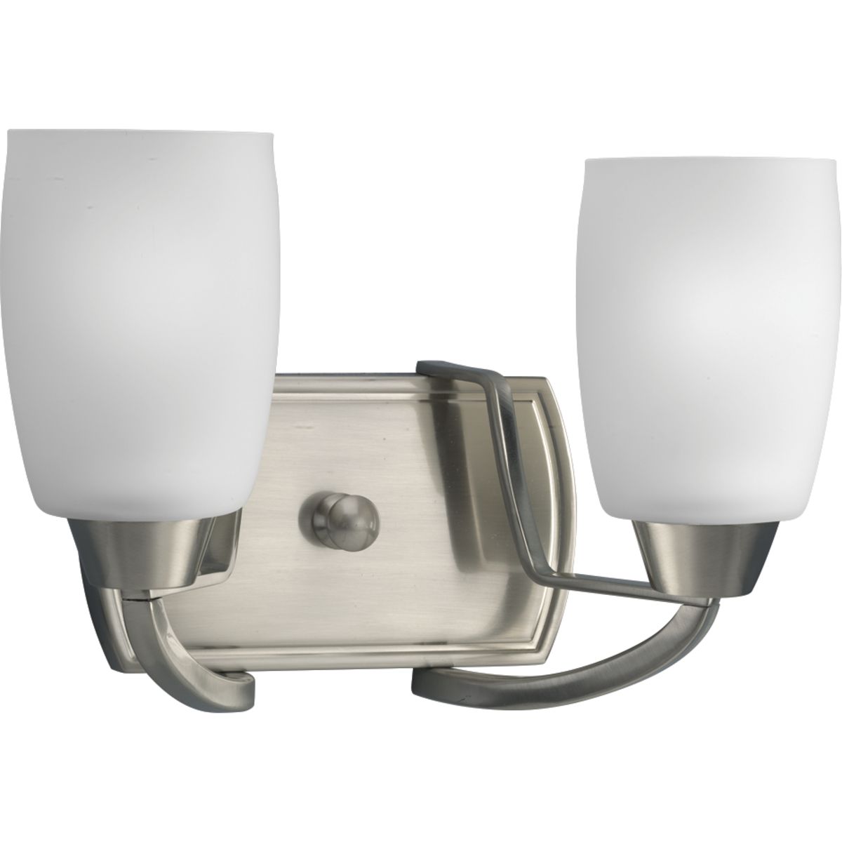 PROGRESS LIGHTING P2795-09 Brushed Nickel Wisten Collection Two-Light Brushed Nickel Etched Glass Modern Bath Vanity Light