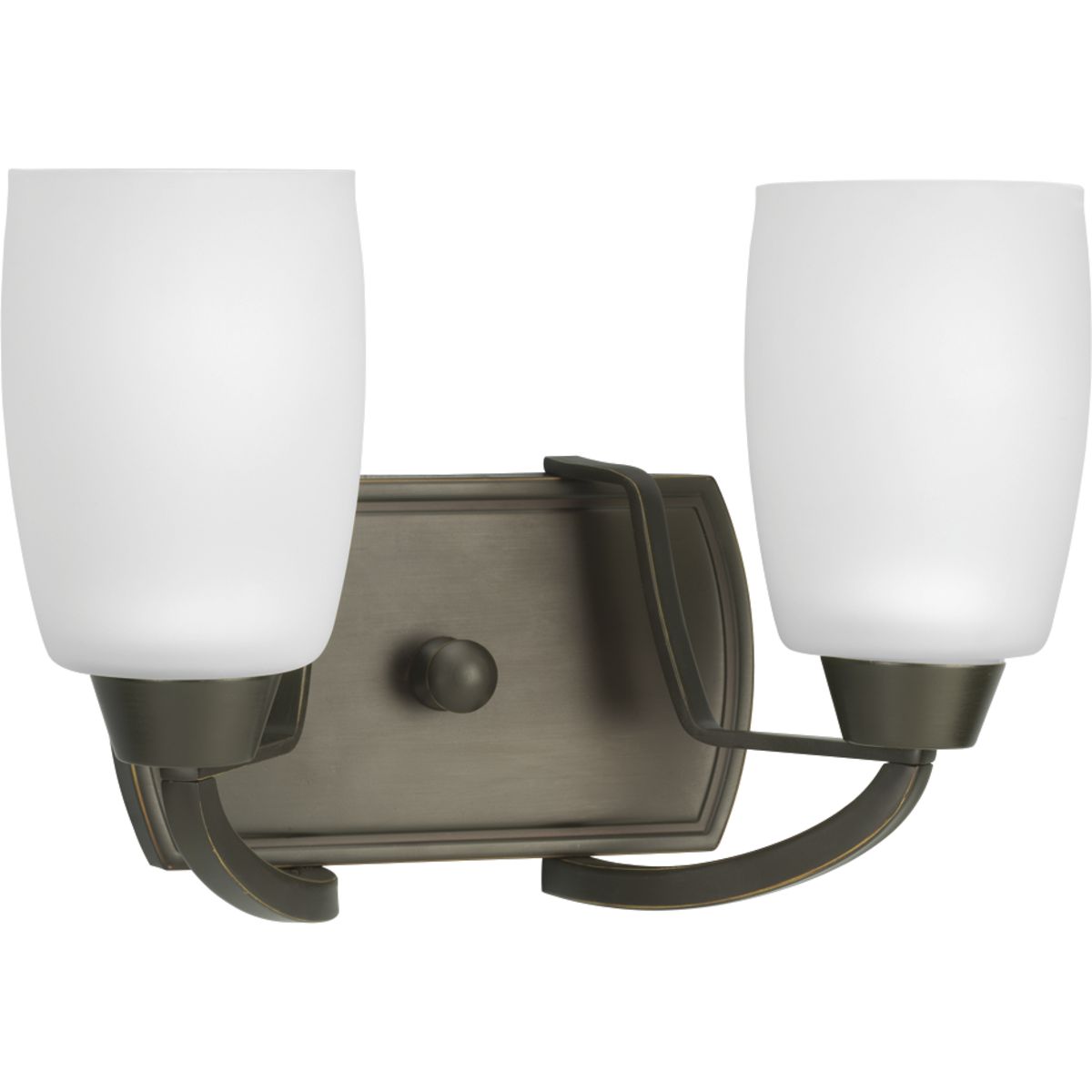PROGRESS LIGHTING P2795-20 Antique Bronze Wisten Collection Two-Light Antique Bronze Etched Glass Modern Bath Vanity Light