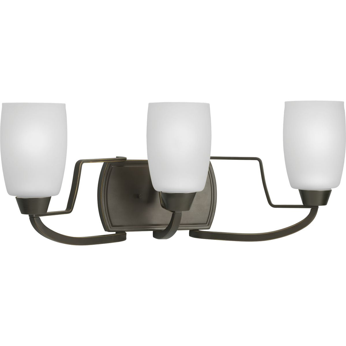 PROGRESS LIGHTING P2796-20 Antique Bronze Wisten Collection Three-Light Antique Bronze Etched Glass Modern Bath Vanity Light
