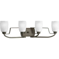 PROGRESS LIGHTING P2797-20 Antique Bronze Wisten Collection Four-Light Antique Bronze Etched Glass Modern Bath Vanity Light