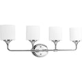 PROGRESS LIGHTING P2804-15 Polished Chrome Lynzie Collection Four-Light Polished Chrome Etched Opal Glass Modern Bath Vanity Light