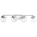 PROGRESS LIGHTING P2857-15 Polished Chrome Mod Collection Four-Light Polished Chrome Clear Glass Mid-Century Modern Bath Vanity Light