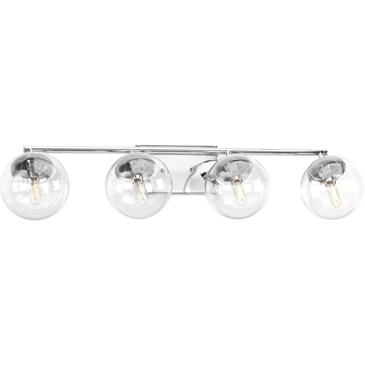 PROGRESS LIGHTING P2857-15 Polished Chrome Mod Collection Four-Light Polished Chrome Clear Glass Mid-Century Modern Bath Vanity Light