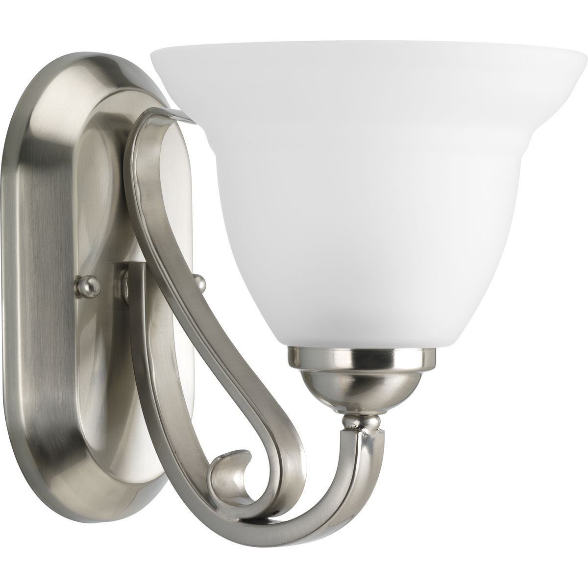 PROGRESS LIGHTING P2881-09 Brushed Nickel Torino Collection One-Light Brushed Nickel Etched Glass Transitional Bath Vanity Light