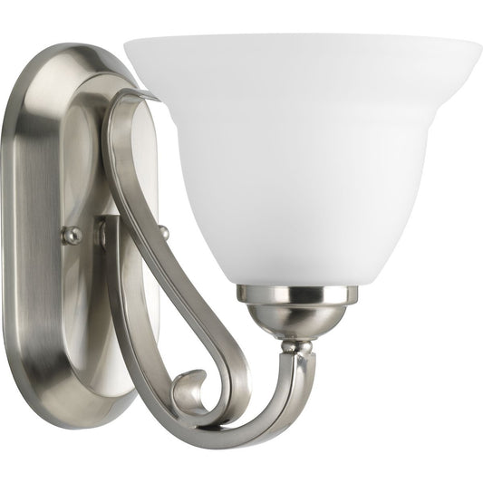 PROGRESS LIGHTING P2881-09 Brushed Nickel Torino Collection One-Light Brushed Nickel Etched Glass Transitional Bath Vanity Light