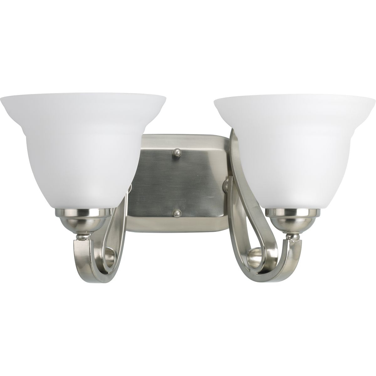 PROGRESS LIGHTING P2882-09 Brushed Nickel Torino Collection Two-Light Brushed Nickel Etched Glass Transitional Bath Vanity Light